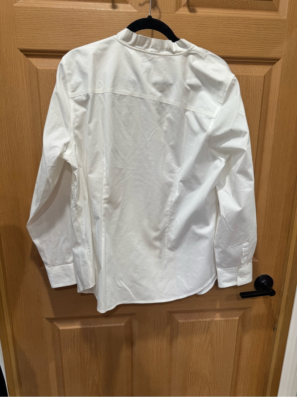 Talbots White Ruffle-Trim Button Front Blouse - Picture 3 of 5